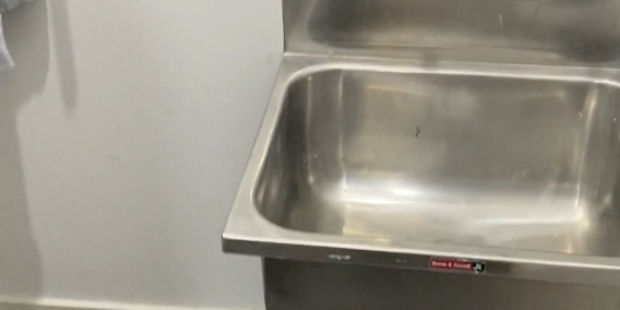 Stainless steel laundry tub with wall-mounted taps in a Ponsonby laundry renovation